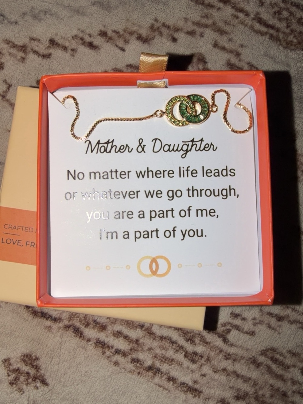 Mother & Daughter Gold-Tone Necklace with Green Accents